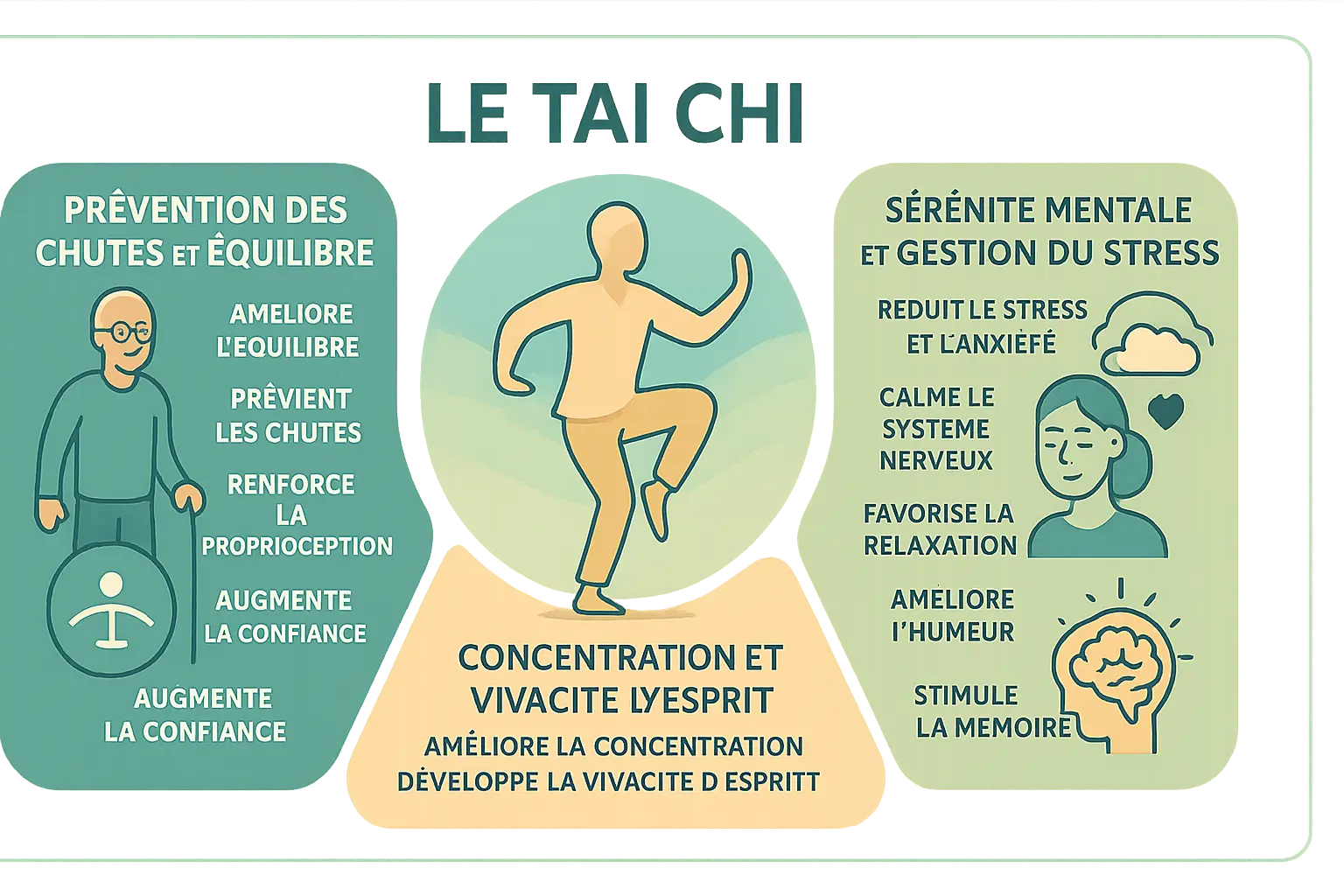 Quels sont les bienfaits du Tai Chi pour la santé ? 2 Pratique du Tai Chi en extérieur avec un groupe de personnes âgées