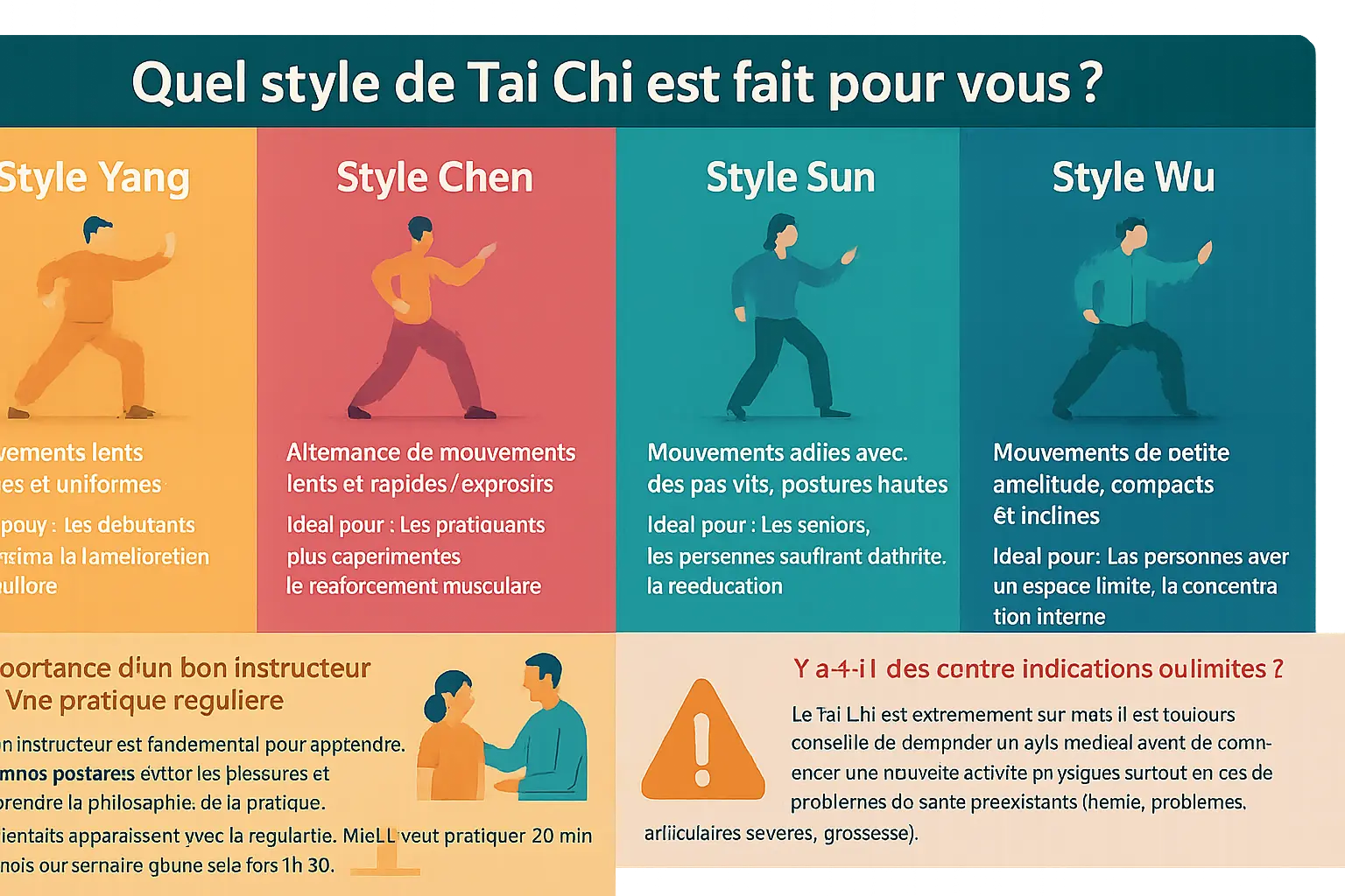 Illustration de personnes pratiquant le Tai Chi en extérieur