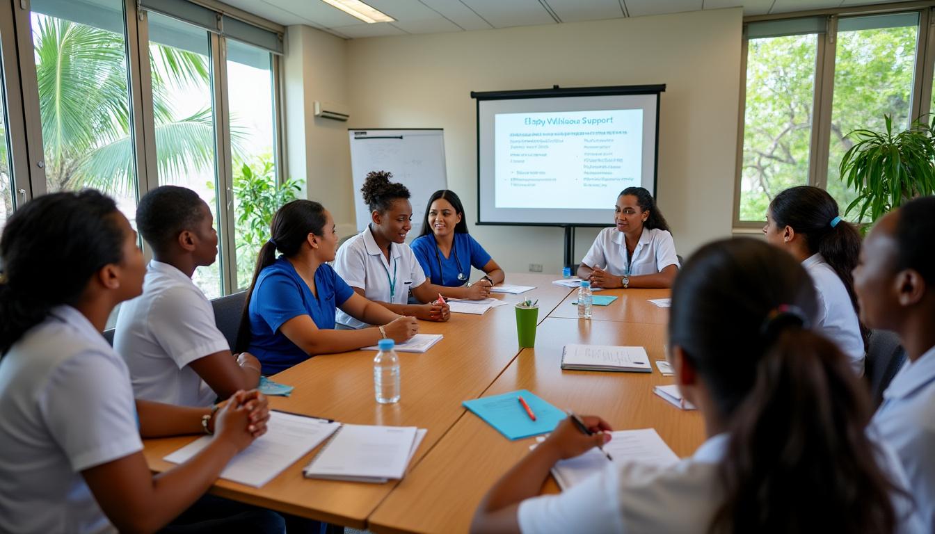 Des Ateliers de Formation sur les Soins Palliatifs et le Soutien Psychosocial Organisés par l'OMS, l'Union Européenne et le Ministère de la Santé à Travers le Belize 7 participez à des ateliers de formation sur les soins palliatifs et le soutien psychosocial, organisés à travers le belize par l'oms, l'union européenne et le ministère de la santé, pour renforcer les compétences des professionnels de santé au service des patients et de leurs familles.