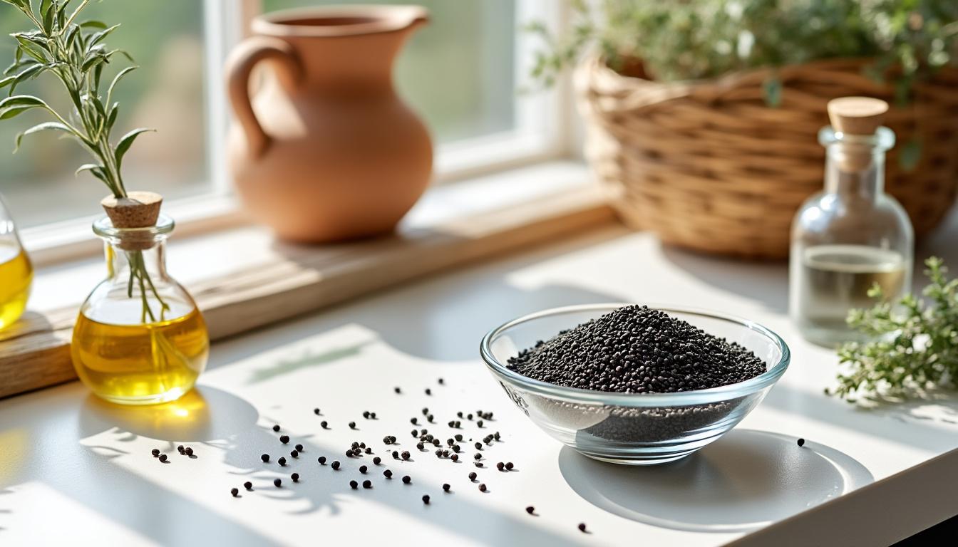 Graines de nigelle : découvrez les bienfaits exceptionnels pour votre santé 2 découvrez les bienfaits exceptionnels des graines de nigelle pour votre santé : renforcement du système immunitaire, propriétés anti-inflammatoires et amélioration du bien-être général.