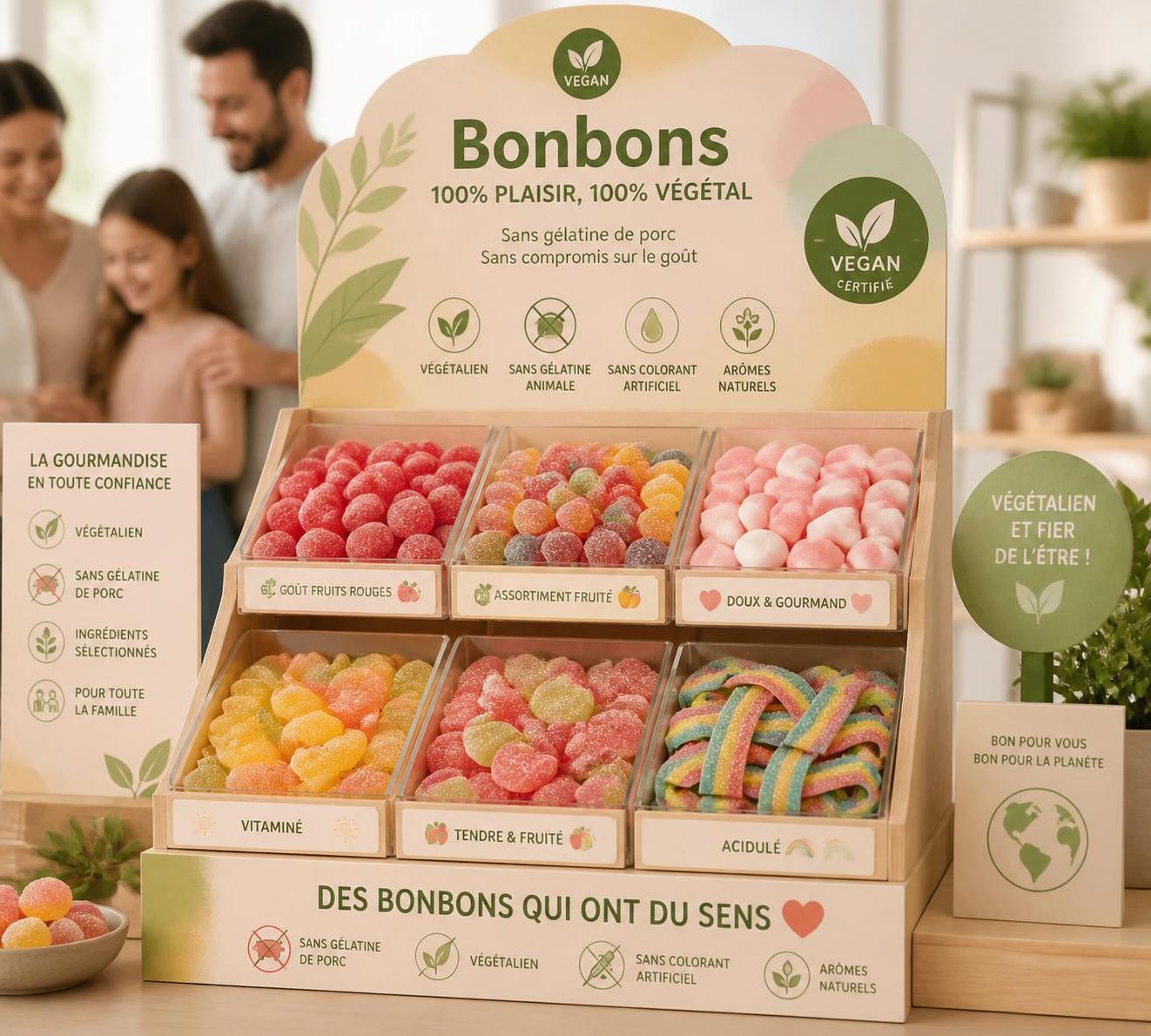 découvrez nos bonbons sans gélatine de porc, une douceur 100% végétale pour une gourmandise saine et respectueuse de vos choix alimentaires.