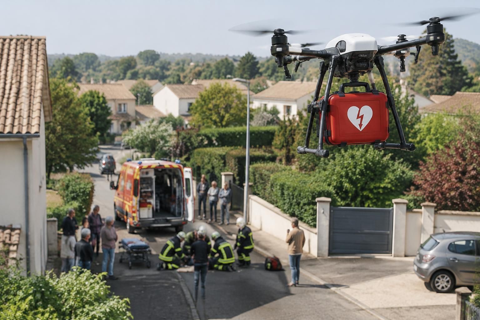 des drones pourraient livrer plus rapidement des défibrillateurs aux victimes d’un arrêt cardiaque et ainsi améliorer leurs chances de survie.