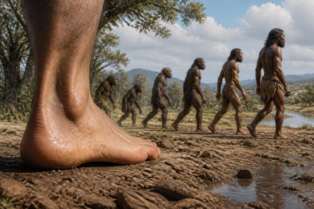 découvrez comment une étude récente révèle l'impact de notre démarche talonnante sur l'évolution humaine, façonnant notre posture et notre locomotion au fil du temps.