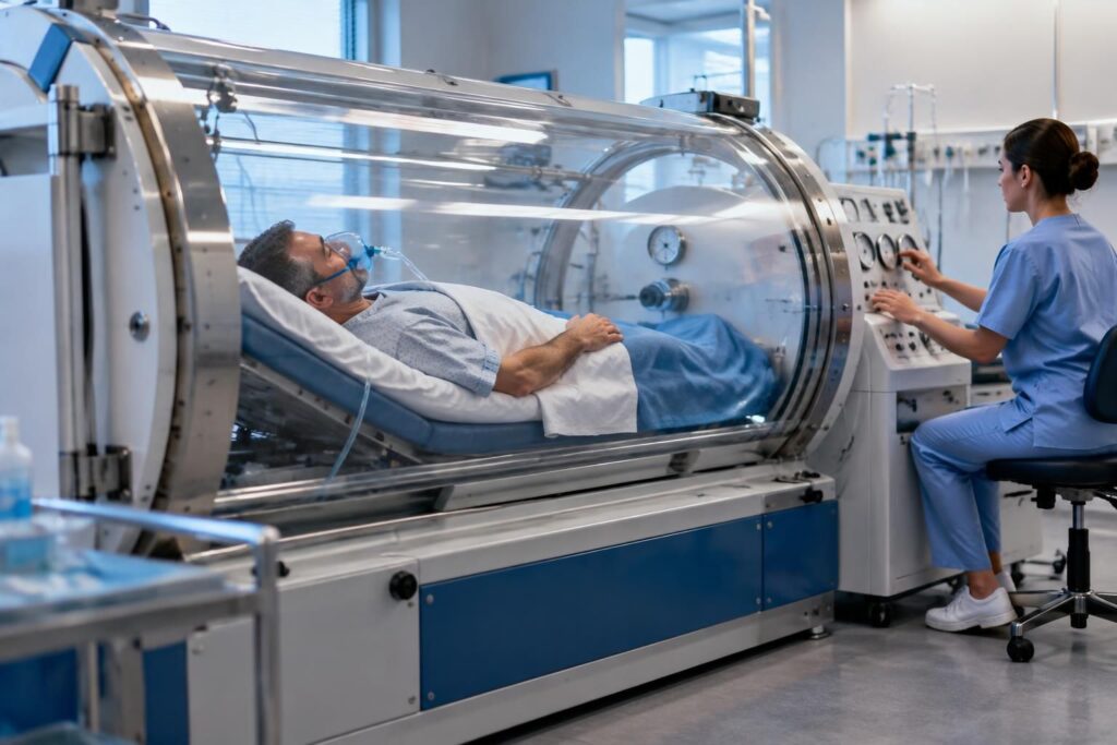découvrez à quoi sert un caisson hyperbare, comment fonctionne l’oxygénothérapie hyperbare et dans quels cas elle peut être proposée.
